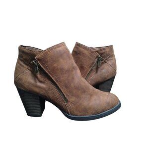Women's Rampage Erica Cognac Brown Side Zipper Booties SZ 9.5M
